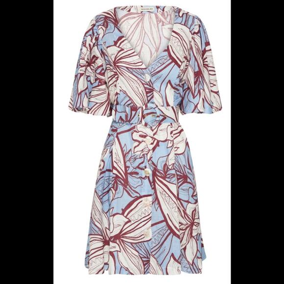 NICHOLAS Linda Linen Dress in Mocha Etched Floral Size US 4 - Picture 4 of 13